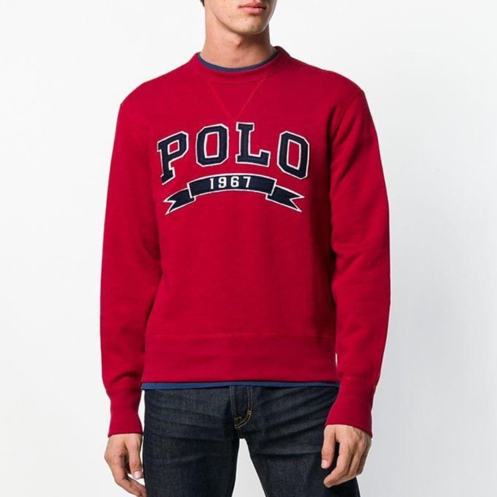 Polo Ralph Lauren Grey Spellout 1967 Sweatshirt Red